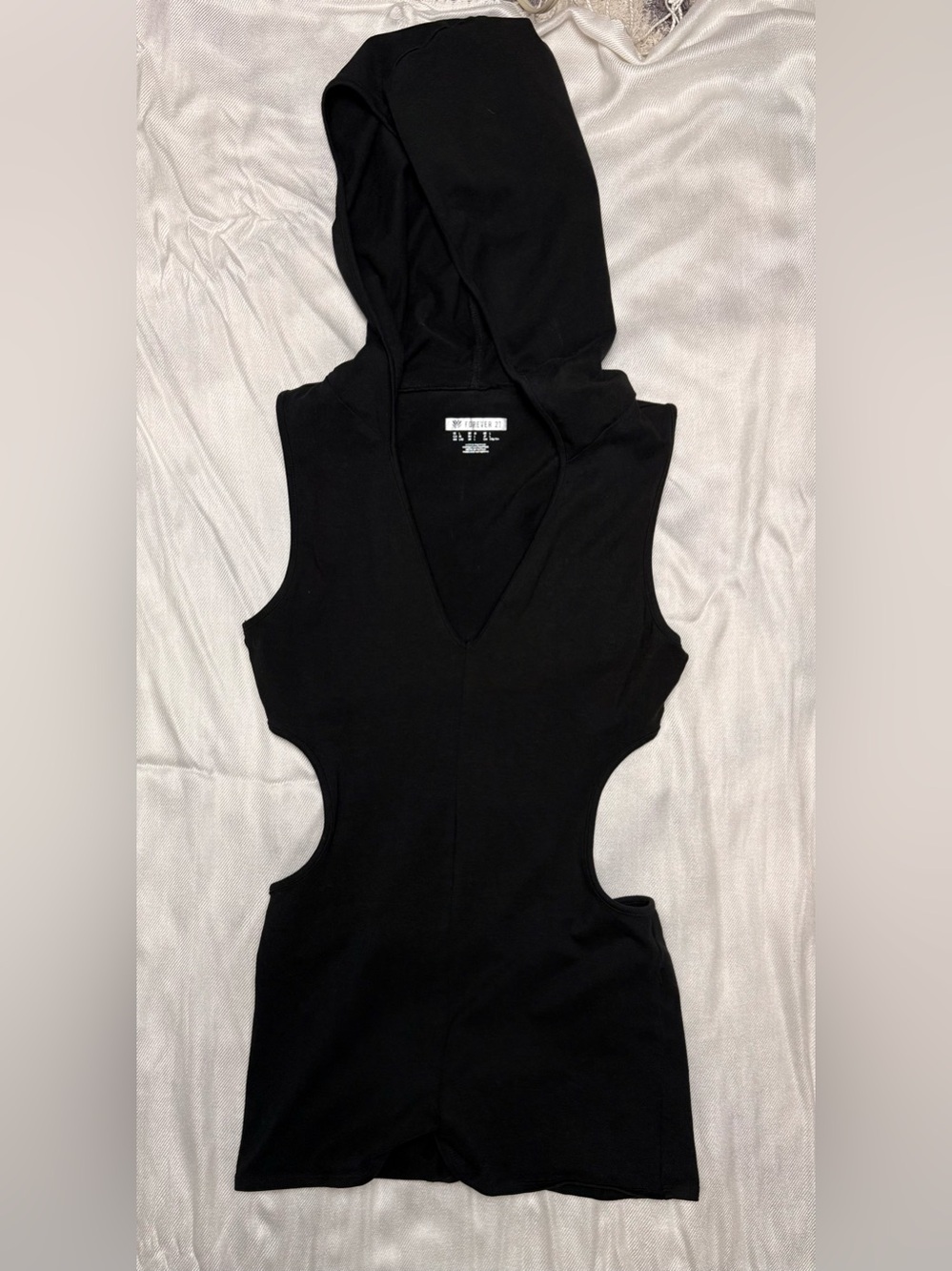 Forever 21 Black Hooded Side Cutout Romper Size L